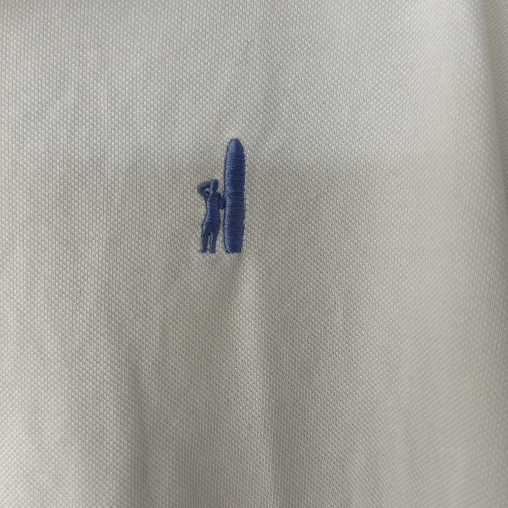 Johnnie-O White Polo Shirt with Blue Logo Size XL Golf Summer Travel - Picture 3 of 8